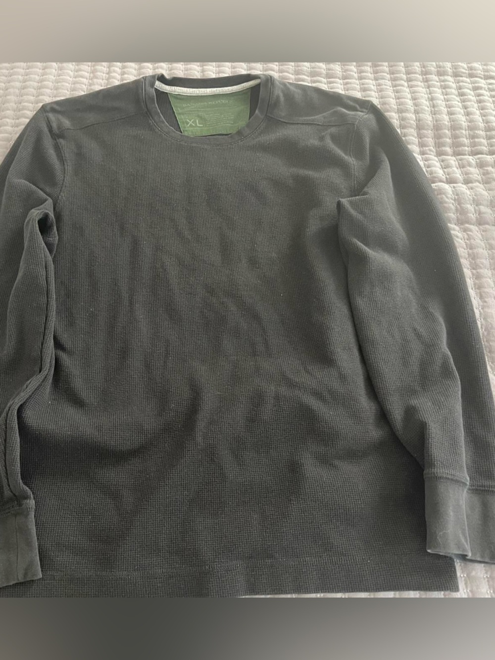 Banana Republic Dark Green Waffle-Knit Crewneck Sweatshirt